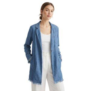 Soft Surroundings Chambray Denim Blazer Jacket | Size XL
